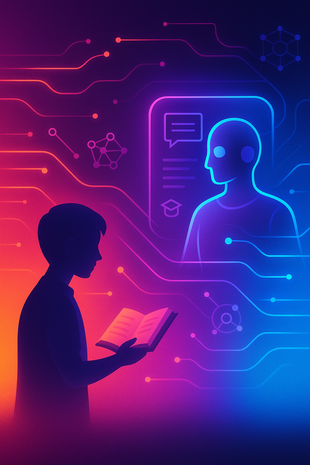Illustration of AI tutor assisting a learner